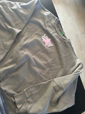 LONELY GHOST Gray Sweatshirt with Pink Star Logo